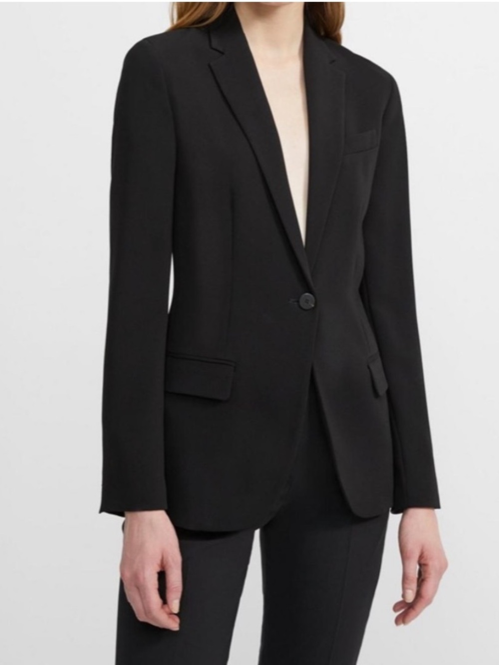 Theory Staple Blazer in Classic Crepe one button fitted size 12